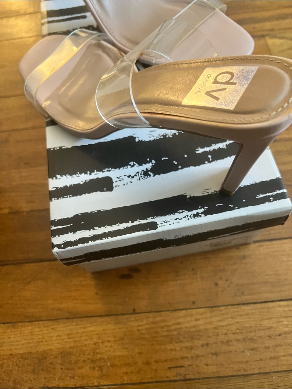 Dolce Vita Nude Clear Strap Stiletto Slide Heels
